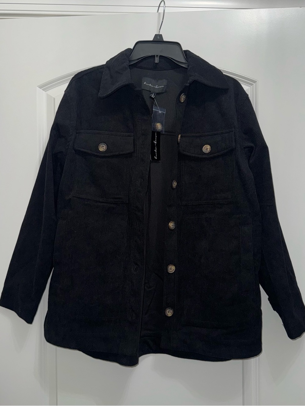 NWT Hunter & Brown Black Corduroy Shacket Small